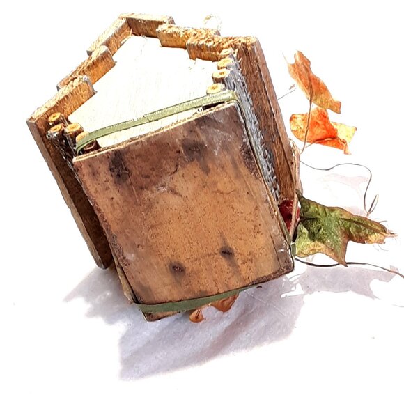 Rustic Fall-Themed Mini Birdhouse With Scarecrow & Leaf Accents For Seasonal Dec - Picture 7 of 7